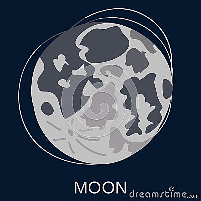 Moon. Satellite of the planet Earth. Space object. Vector Illustration